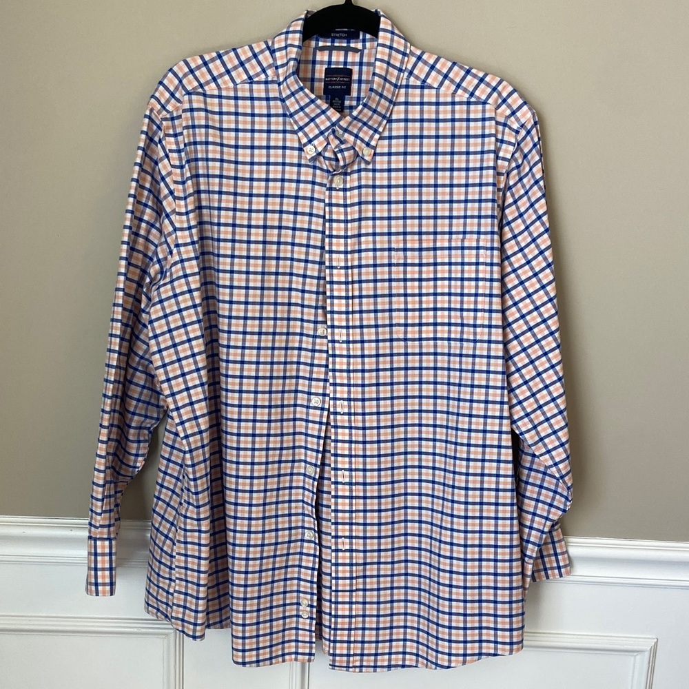 Dockers Blue and Orange Plaid Button Down Shirt -Florida‎ Gators Gameday - XL